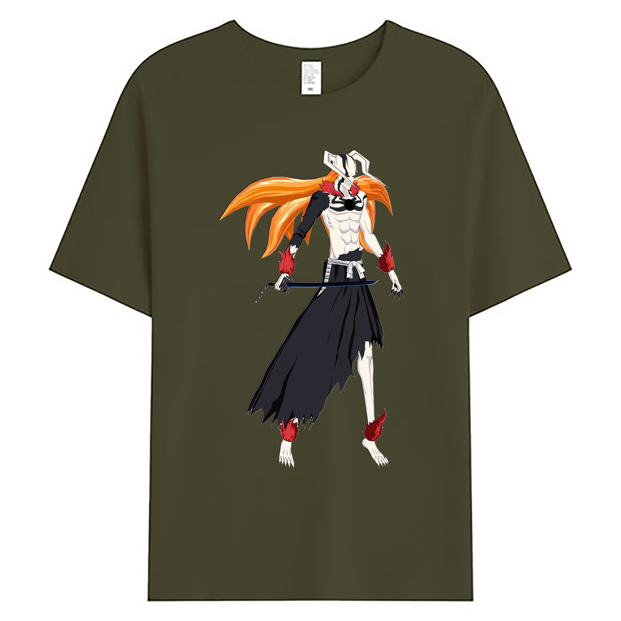 （画像用） ブリーチ 黒崎一護（くろさき いちご）BLEACH Kurosaki Ichigo 綿100％ メンズ半袖Tシャツ｜肌触りやわらか＆通気性